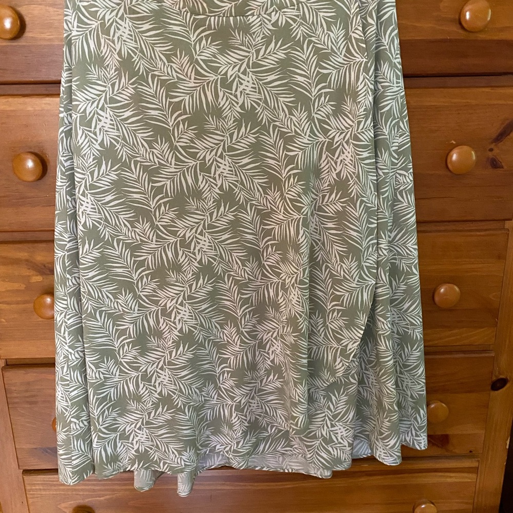 Japna Cream and Green A-Line Midi Skirt